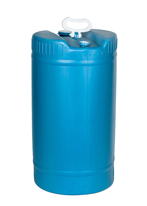 15 Gallon Reconditioned Blue Plastic Tight Head (Closed) UN Rated Drum w/ Non-Removeable Lid & Two Bungs (holes) One 2” & One ¾”