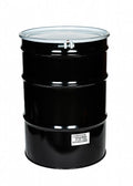 55 Gallon New Black Steel Unlined Open Head UN Rated Drum w/ Removeable Lid / Gasket Seal / Bolt Ring Closure