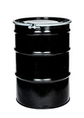 55 Gallon Reconditioned Black Steel Unlined Open Head UN Rated Drum w/ Removeable Lid / Gasket Seal / Bolt Ring Closure & Two Bungs (holes) one 2” & One ¾”