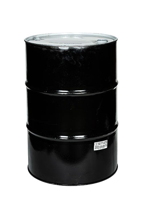 55 Gallon Reconditioned Black Steel Unlined Tight Head (Closed) UN Rated Drum w/ Non-Removeable Lid & Two Bungs (holes) One 2” & One ¾”