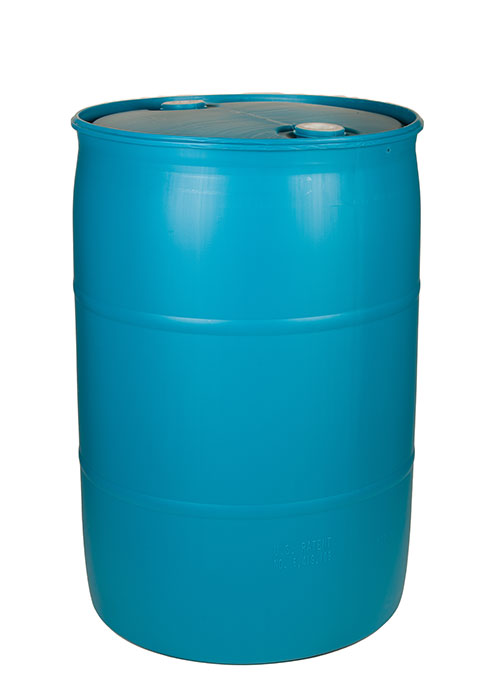 55 Gallon Reconditioned Blue Plastic Tight Head (Closed) UN Rated Drum w/ Non-Removeable Lid & 2” Bungs (holes)