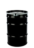 30 Gallon New Black Steel Unlined Open Head UN Rated Drum w/ Removeable Lid / Gasket Seal / Bolt Ring Closure & Two Bungs (holes)One 2” & One ¾”